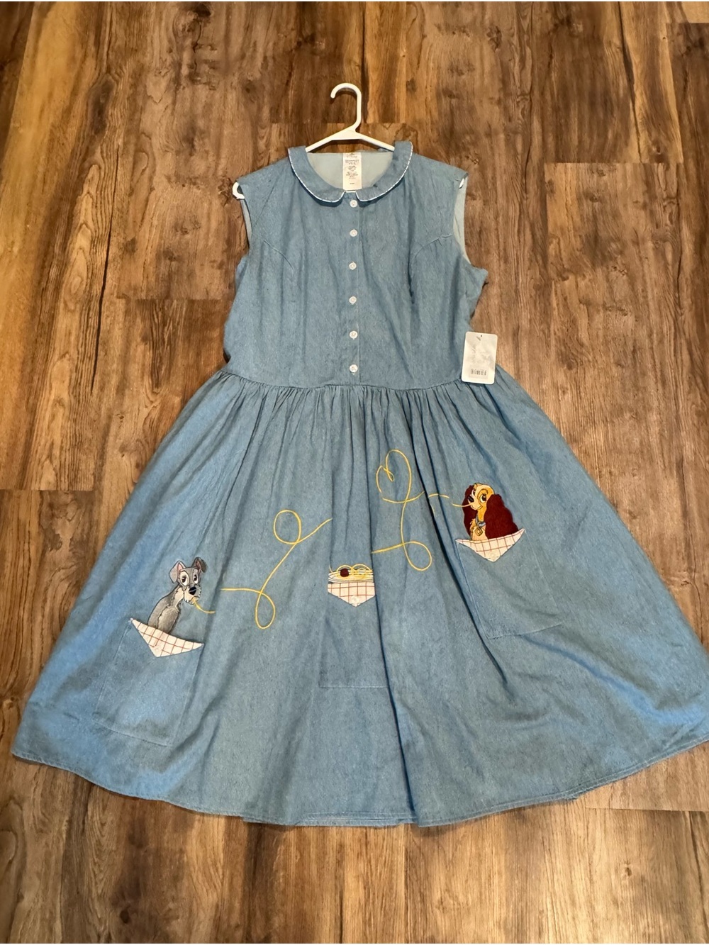 Disney Parks NWT 70th Anniversary Lady & The Tramp Denim Embroidered Dress XL